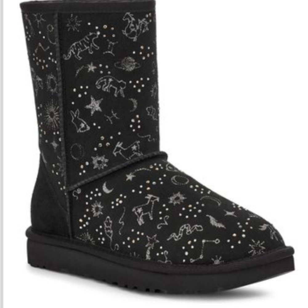 UGG Classic Zodiac Short Suede Boot Black 6 grape 7 cy